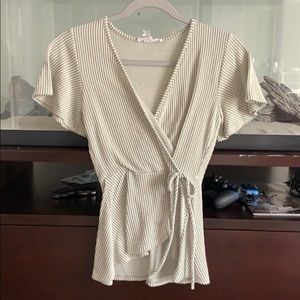 Green and white striped blouse/top